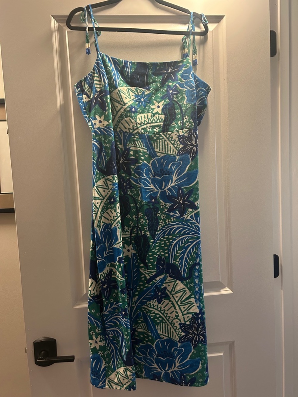 Rachel Zoe Blue and Green Floral Midi Dress